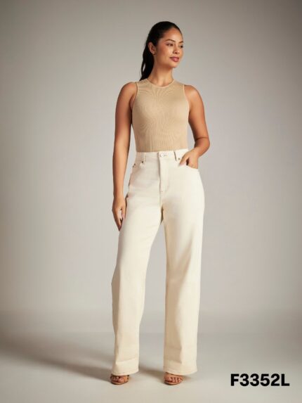 WIDE LEG FEM. PREM STR WHITE DENIM LITE