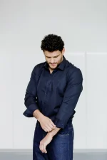 CAMISA MASC.TRICL.FIO 50 STRECH MARINHO - Imagem 2