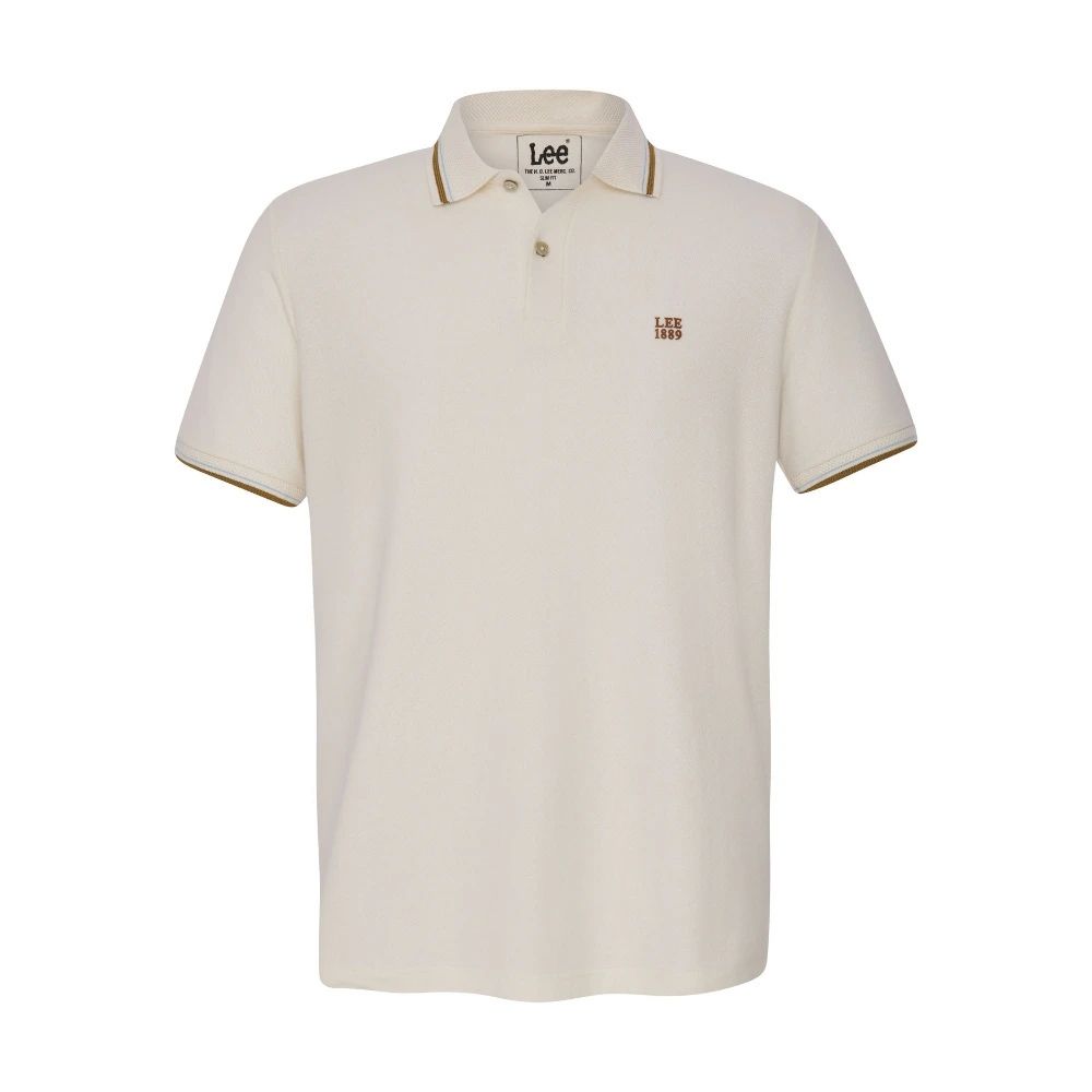 Polo-Lee®-Piquet-Off-White-Masculina-1 Camisa Polo Masculina Lee Piquet Pré-Encolhida Off White Manga Curta - Imagem 1