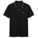 Camisa Polo Masculina Lee Piquet Pre Encolhida Lisa Manga Curta Preta